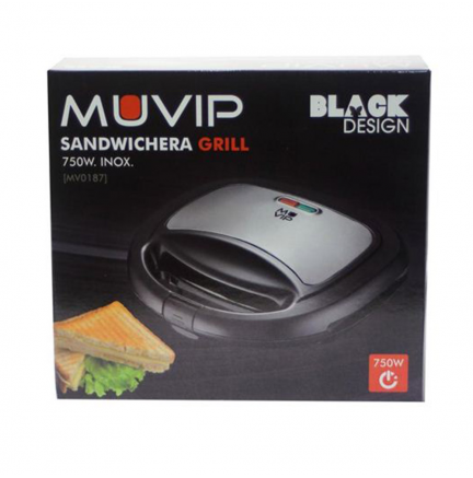 Sandwichera INOX Grill 750W Negra MUVIP